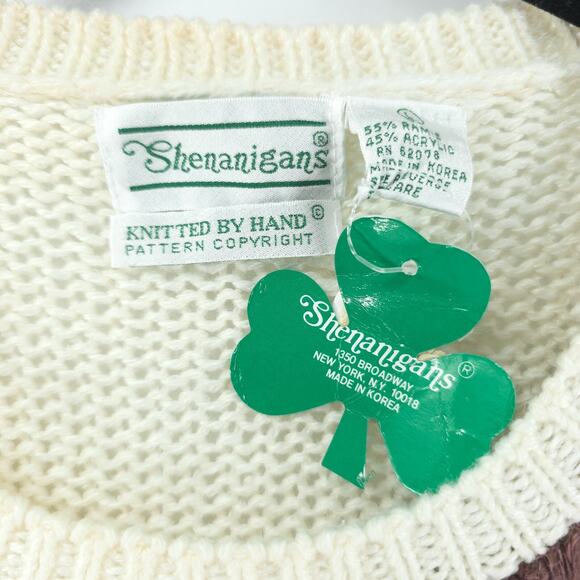 Vtg Deadstock Cottagecore Y2K Shennanigan's Hand Knit 3D Heritage Floral Tunic L - Picture 4 of 16